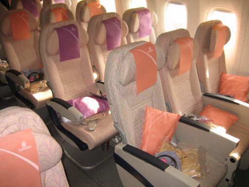 Emirates® Economy Klasse, Sitzplatzreihen