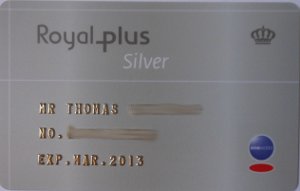 Royal Plus, Royal Jordanian Airlines Meilenprogramm, Royal plus Silver Mitgliedskarte 2012