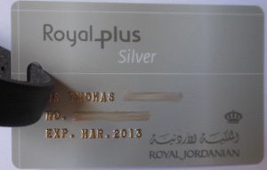 Royal Plus, Royal Jordanian Airlines Meilenprogramm, Royal plus Silver Gepäckanhänger 2012