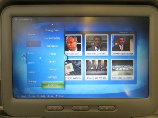 Singapore Airlines, Boeing 777–300 ER, Bildschirm Economy Klasse
