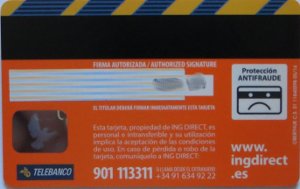 ING Direct Spanien, Debitkarte, Rückseite