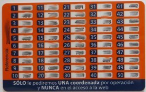 ING Direct Spanien, Transaktionsnummerkarte, Rückseite