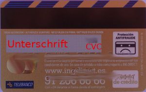 ING Direct Spanien, mastercard® Kreditkarte 2018 Rückseite