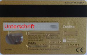ING Direct Spanien, mastercard® Kreditkarte 2023 Rückseite