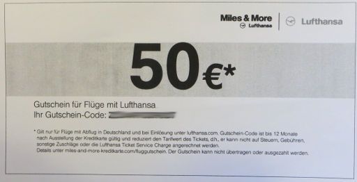 Miles & More Credit Card White MasterCard® Lufthansa®, Gutschein für Flüge mit Lufthansa