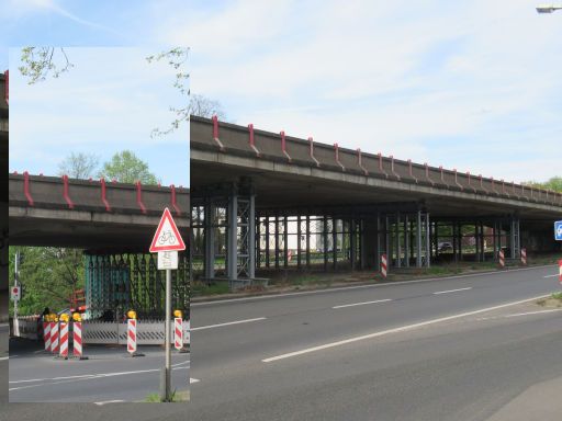 Hannover, Deutschland, abgestützte Weidetorbrücke  im April 2024