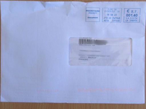 Umweltzone, Umweltplakette, Frankreich, Versand per Briefpost im August 2022