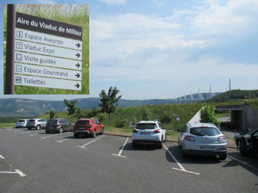 Viaduc de Millau, , Millau, Frankreich, Parkplatz und Fußweg zum Informationszentrum