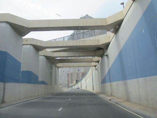 Gibraltar, Großbritannien, Kingsway Tunnel Ausfahrt Richtung Devil’s Tower Road