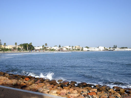 Cagliari, Italien, Poetto Blick von der Marina Piccola auf die Bucht
