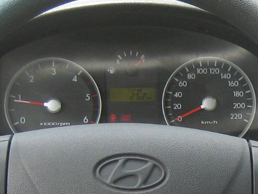 Hyundai Getz 1.5 CRDi Diesel, Armaturen mit Drehzahlmesser, Tankuhr, Geschwindigkeitsmesser und Kliometerstand