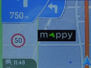 mappy ulti E538T GPS Auto Navigation, Bildschirm mit Navigationsangaben