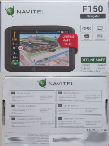 NAVITEL® F150, Verpackung Vorder– und Rückseite