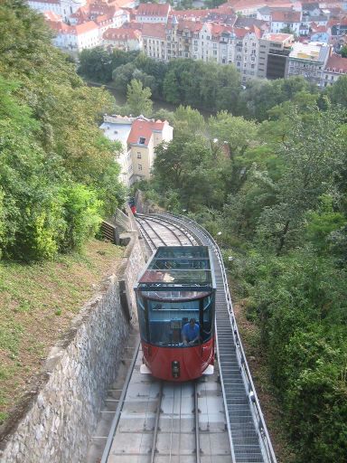 Schlossbergbahn, Graz, Österreich, Fahrstrecke mit Ausweiche