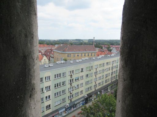 Wieża Bracka - Brüderturm, Lubań - Lauban, Polen, Ausblick Nachkriegswohnblock