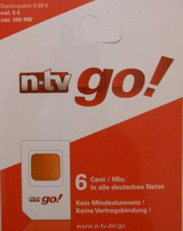 n–tv go! prepaid SIM Karte, Starterpaket