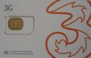 3 three, prepaid UMTS SIM Karte, Hong Kong, China, SIM Karte mit Kunststoffkarte Vorderseite