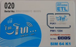 ETL mobile prepaid SIM Karte Laos, SIM Karte im Kunststoffkartenhalter