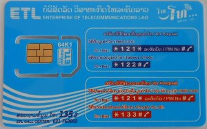 ETL mobile prepaid SIM Karte Laos, SIM Karte im Kunststoffkartenhalter, Rückseite