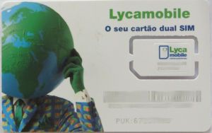 Lycamobile prepaid SIM Karte, Portugal, SIM Karte im Kunststoffkartenhalter