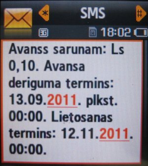 O!Karte, prepaid UMTS SIM Karte, Lettland, Guthabenanzeige per SMS