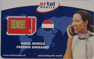 Ortel Mobile, prepaid UMTS SIM Karte, Niederlande, SIM Karte mit Kunststoffkarte Rückseite
