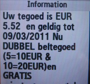 Ortel Mobile, prepaid UMTS SIM Karte, Niederlande, Kontostand und Gültigkeit Anzeige