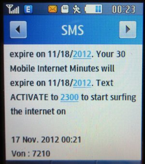 Sun Cellular, prepaid UMTS SIM Karte, Philippinen, SMS zu 30 Minuten gratis Internet