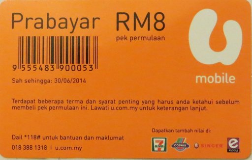 u mobile prepaid SIM Karte Malaysia, Starter Set