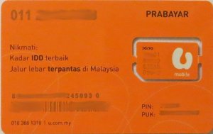 u mobile prepaid SIM Karte Malaysia, SIM Karte im Kunststoffhalter