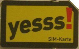 yesss!, prepaid UMTS SIM Karte, Österreich, SIM Karte, Vorderseite