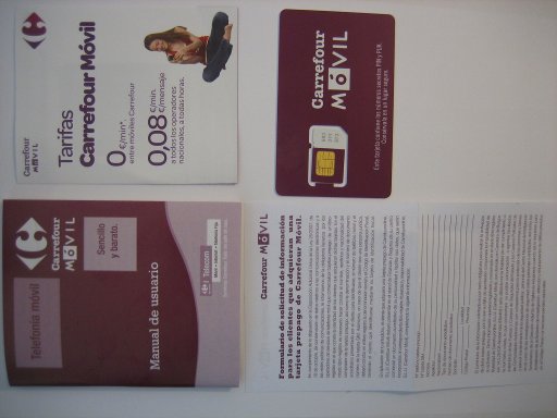 Carrefour Móvil prepaid SIM Karte Spanien, Bedienungsanleitung und Infomaterial
