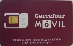 Carrefour Móvil prepaid SIM Karte Spanien, SIM Karte im Kunststoffhalter
