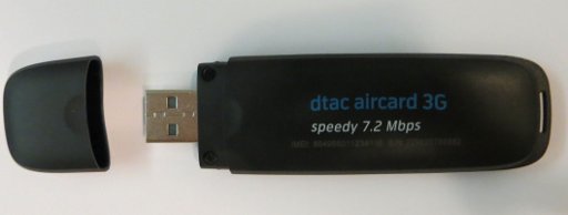DTAC Aircard 3G prepaid SIM Karte, ZTE Modell MF 190 mit abgenommener Kappe