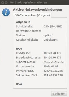 DTAC Aircard 3G prepaid SIM Karte, Ubuntu® 12.04 LTS Netzverbindung