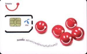 DTAC Happy Internet SIM Karte im Kunststoffhalter vorne