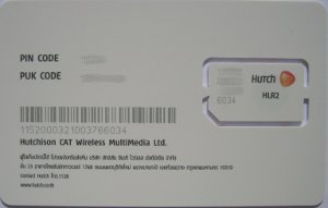 Hutch prepaid SIM Karte Thailand, SIM Karte im Kunststoffhalter