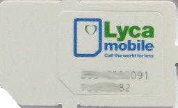 Lycamobile, prepaid UMTS SIM Karte, Spanien, SIM Karte  Vorderseite