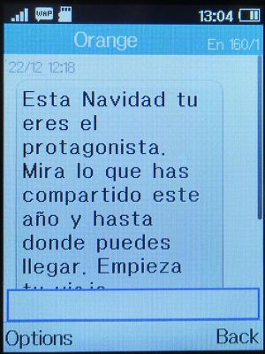 orange™ Base Datos 4G en casa, Vertrag, Spanien, Weihnachtsgruß SMS auf einem Alcatel 2051X