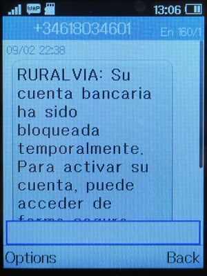 orange™ Base Datos 4G en casa, Vertrag, Spanien, Bank SPAM SMS auf einem Alcatel 2051X