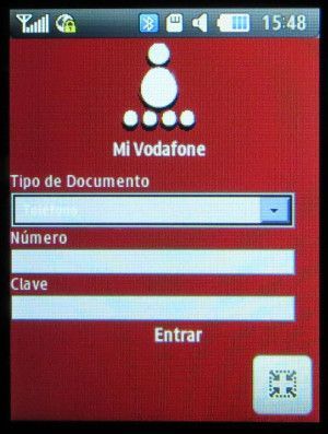 Vodafone SIM prepago, prepaid UMTS SIM Karte, Spanien, Startseite vom Portal auf einem Samsung GT–C3300K