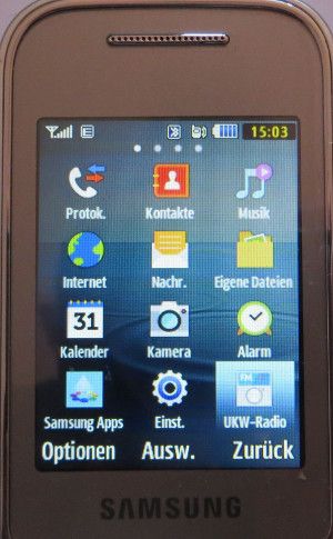 Samsung, Mobiltelefon, GT–C3590, Bildschirm mit Schaltflächen