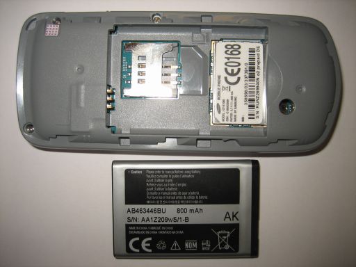 Samsung, Mobiltelefon, GT–E1080, Batterie und Abdeckung