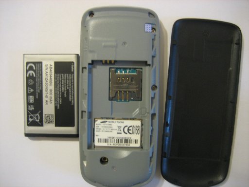Samsung, Mobiltelefon, GT–E1080i, Batterie und Abdeckung