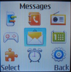 Samsung, Mobiltelefon, GT–E1085T, Display mit Hauptmenü
