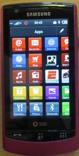 Samsung, Mobiltelefon, GT–I6410, Display mit Apps