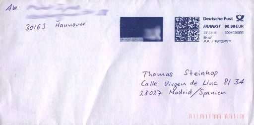 Deutsche Post, eFILIALE® Briefversand Ausland mit nicht ganz richtiger Formatierung