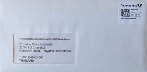 Deutsche Post, eFILIALE® Briefversand Ausland Deutschland nach Thailand