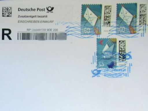 Deutsche Post, Briefversand Ausland Einschreiben Einwurf Zusatzentgelt bezahlt