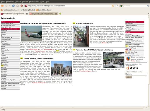 Ubuntu, 10.04, LTS, Lucid Lynx, Firefox mit www.reiseberichte.bplaced.net